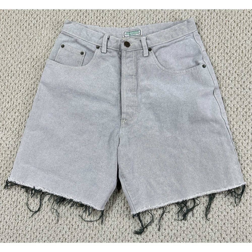 Vtg Guess Jean Jorts Fits Womens 28x7 Light Green Denim High Rise Cut Off Shorts